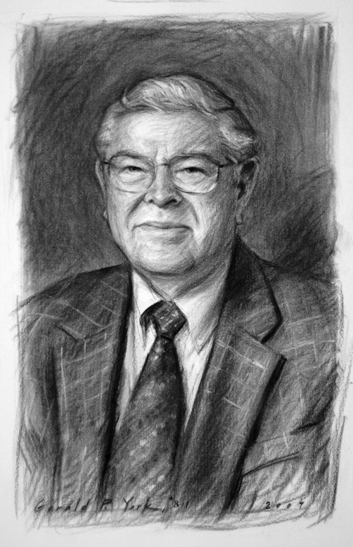 Soft Vine Charcoal Drawing of Howard R. Lamar by and &copy; Gerald P. York