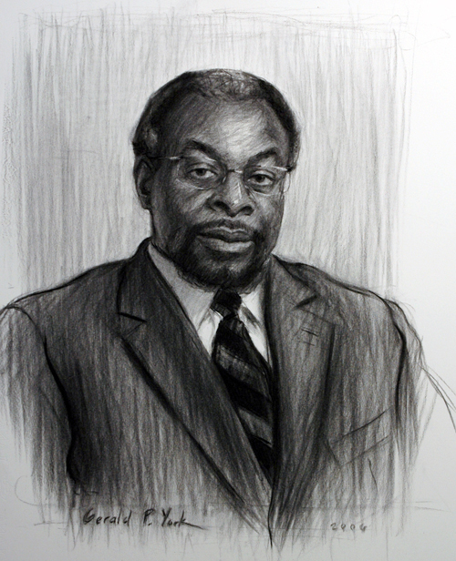 Charcoal Drawing of Lonnie Garris, Ph.D. by and &copy; Gerald P. York