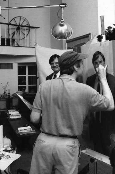 Gerald P. York painting Yale President Benno C. Schmidt in New York 1995