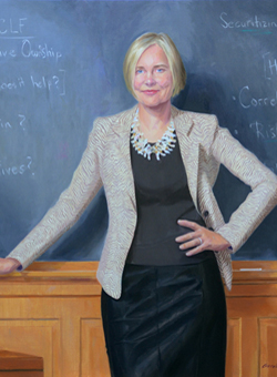 Oil Portrait Painting of Sharon Oster, Ph.D, Yale SOM, by and &copy; Gerald P. York 