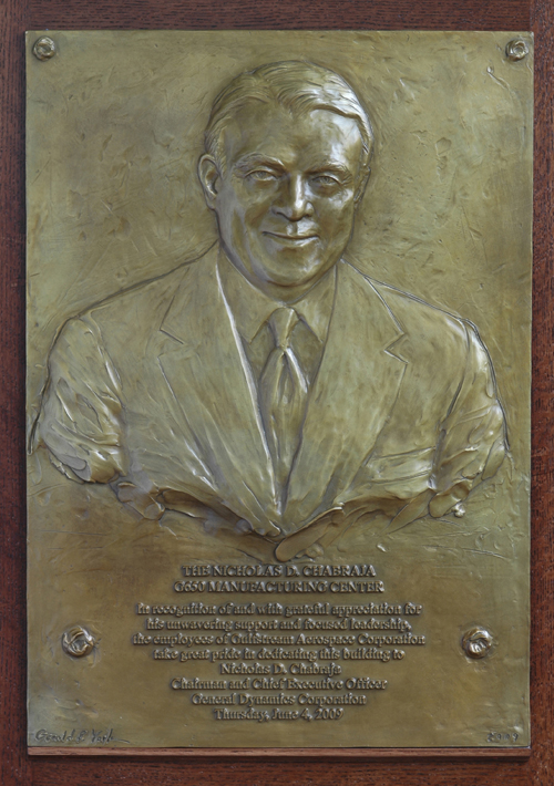 Bronze Bas-Relief Portrait Sculpture of the Chairman & CEO of General Dynamics Corporation by and &copy; Gerald P. York