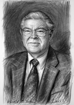 Charcoal Drawing Portriat of former Yale President Howard R. Lamar by and &copy; Gerald P. York